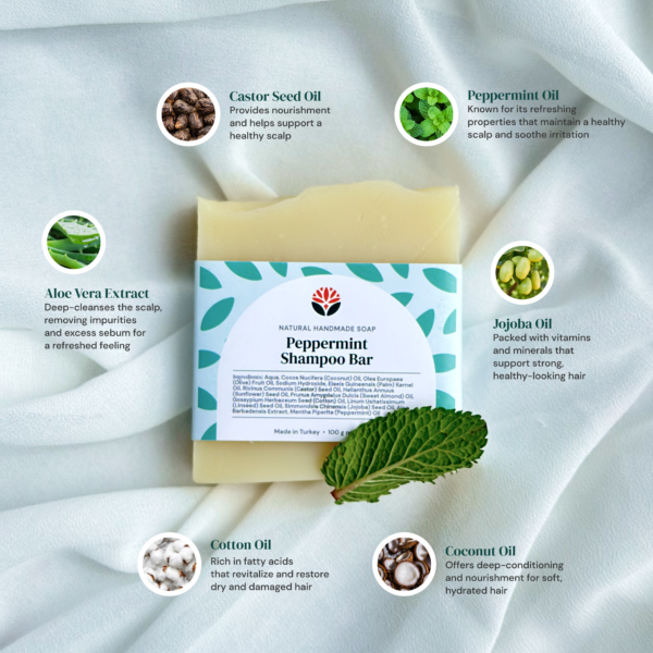 Peppermint Shampoo Bar - All-Natural, Handmade, Cold-Processed Invigorating - Image 2