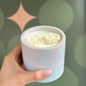 Baby Blue Scented Candle with Handmade Clay Pot 250g